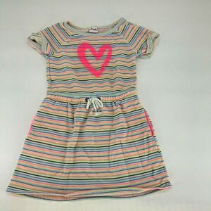 Circo Girls Shirt Dress Striped Drawstring Waist Heart Graphic Short Sleeve Sz S